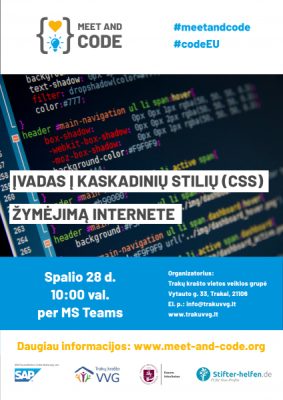 Spalio 28 dieną organizuojami nuotoliniai mokymai vaikams „Įvadas į kaskadinių stilių žymėjimą internete" 1